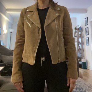 𝅺RAG and Bone Mercer Tan Corduroy Moto Biker Jacket size MEDIUM